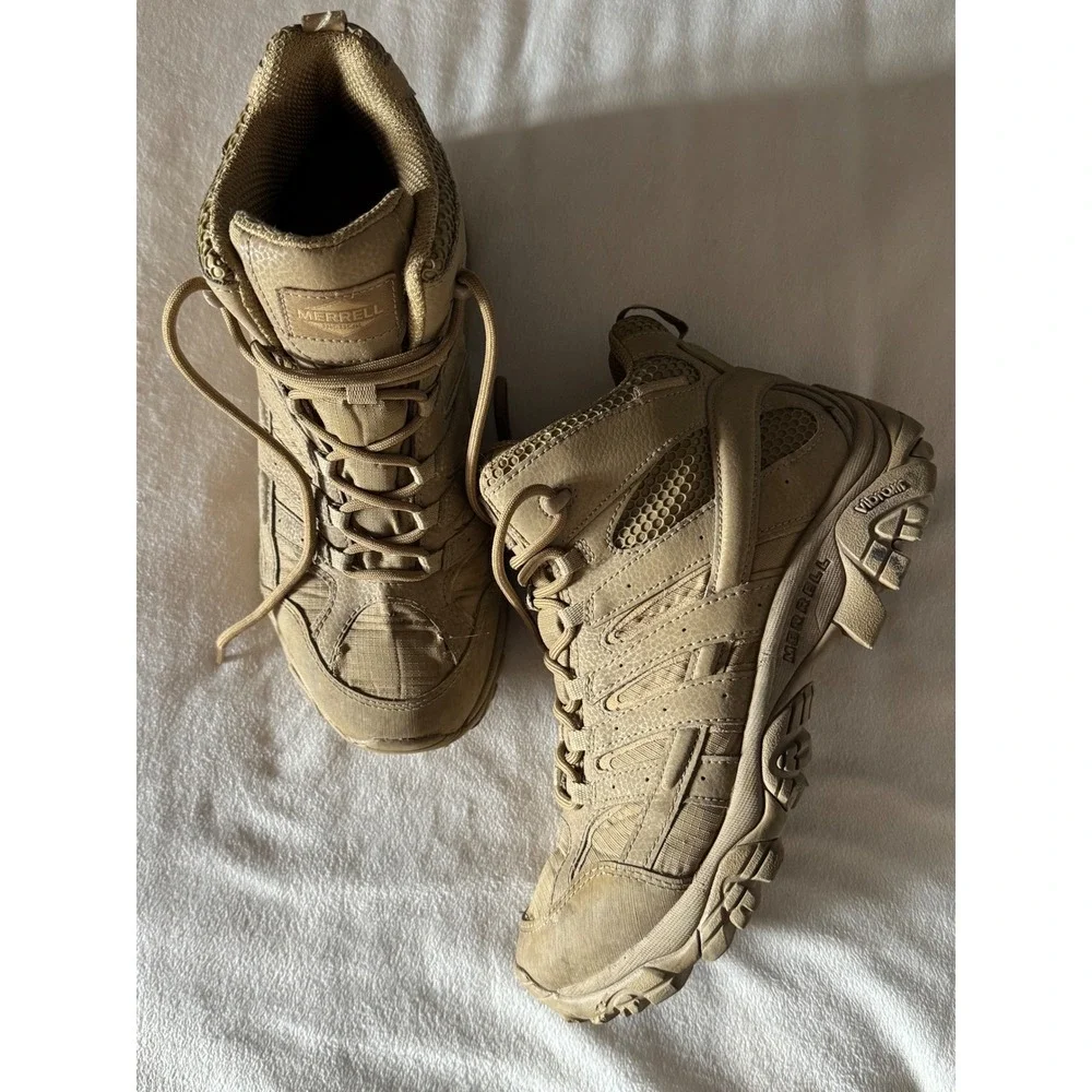 Merrell Moab 2 Tactical Mid Waterproof Boot Mens 8.5 Coyote J15849 Vibram Hiking